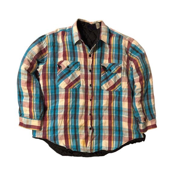 Dakota Other - Vintage Dakota Plaid Flannel Shirt Trucker Jacket Size XL Blue Shacket 90s